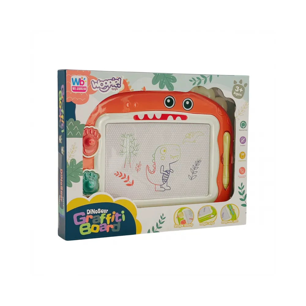 WOOPIE Znikopis Tablica Magnetyczna Kolorowa + 2 Stempelki Dinozaur
