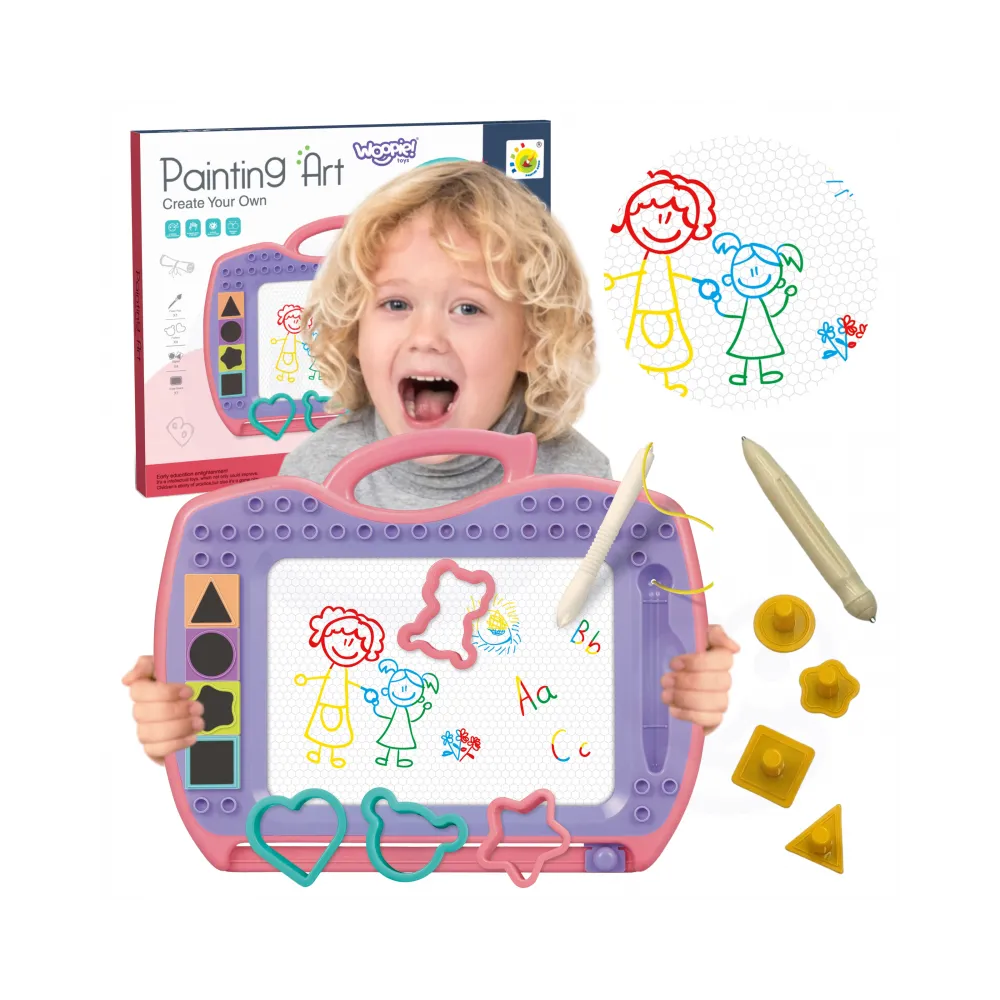 WOOPIE Znikopis Tablica Magnetyczna Kolorowa + Stempelki + Wzory