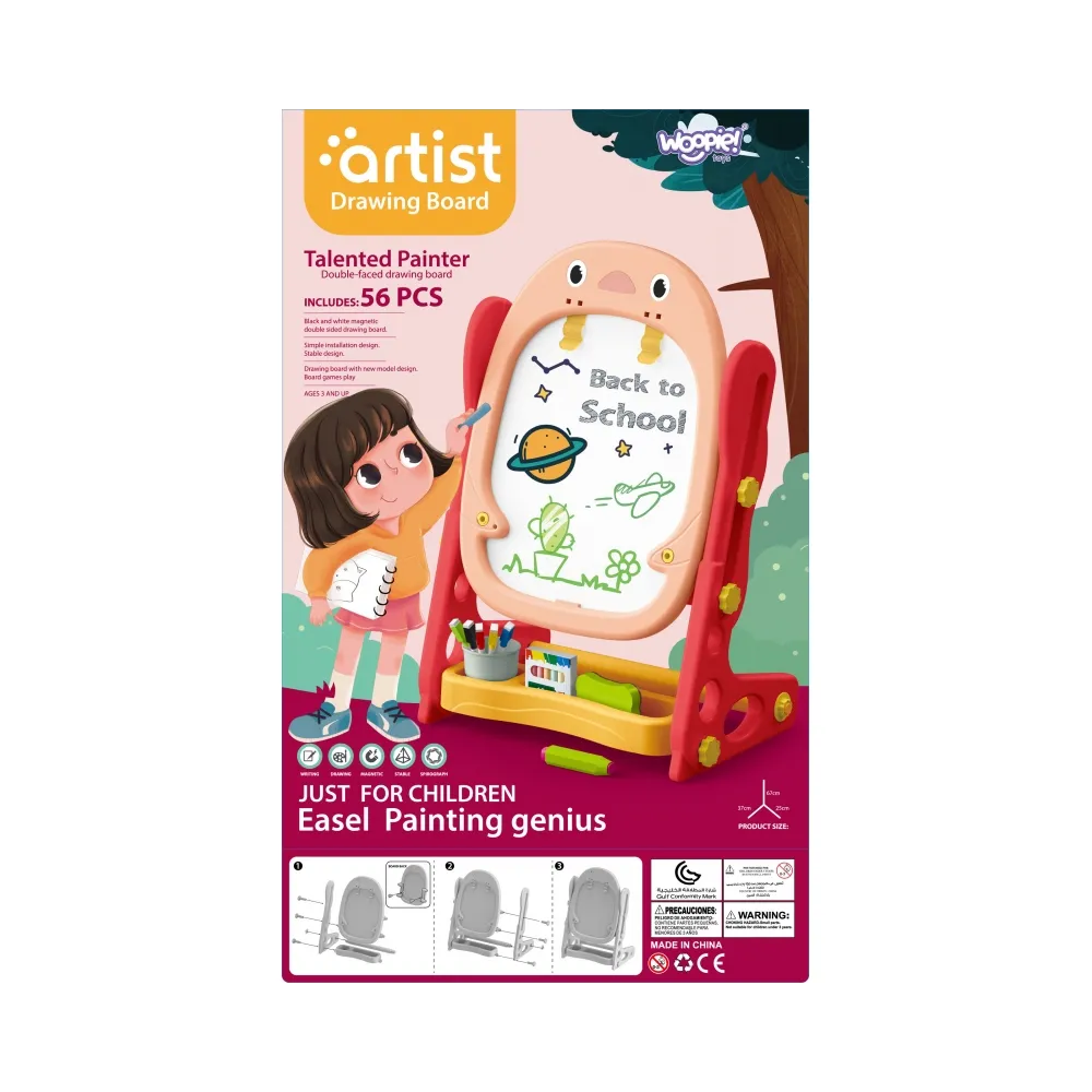WOOPIE Dwustronna Tablica Magnetyczna do Rysowania i Nauki Liczb oraz Liter 56 el.
