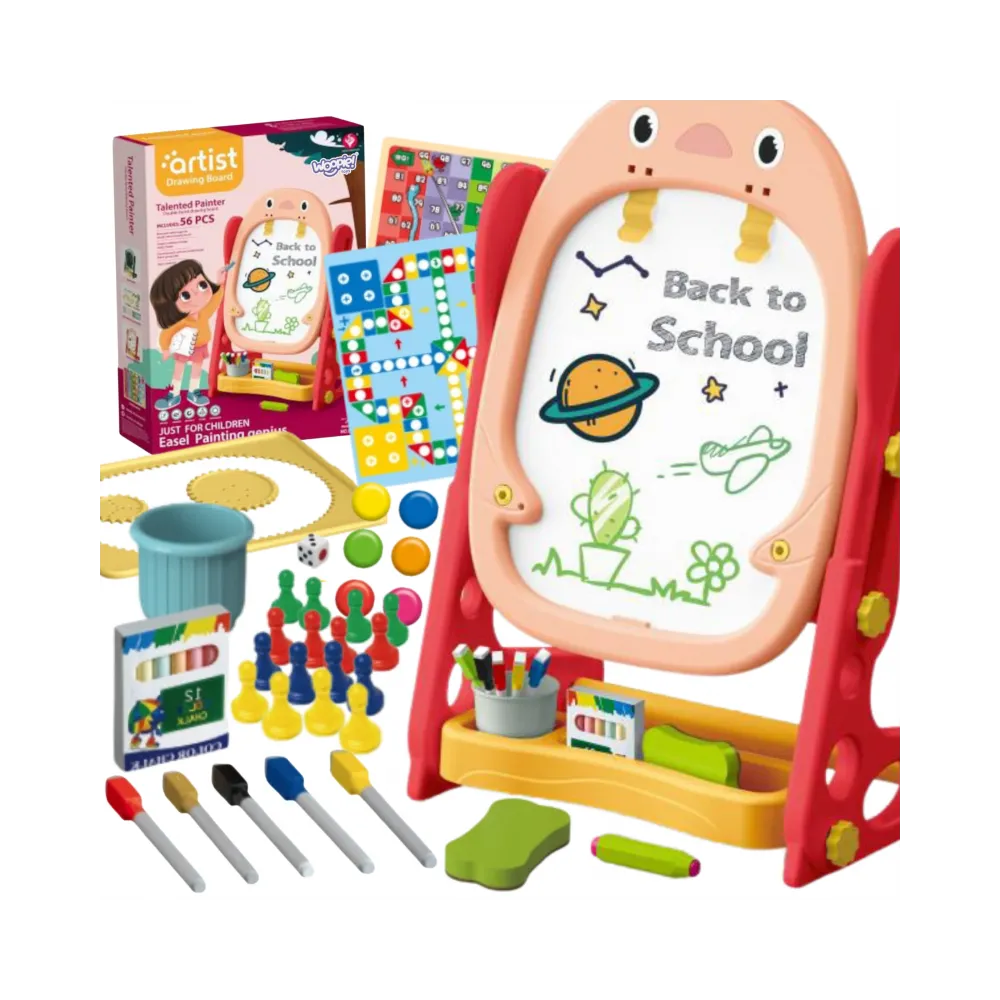 WOOPIE Dwustronna Tablica Magnetyczna do Rysowania i Nauki Liczb oraz Liter 56 el.