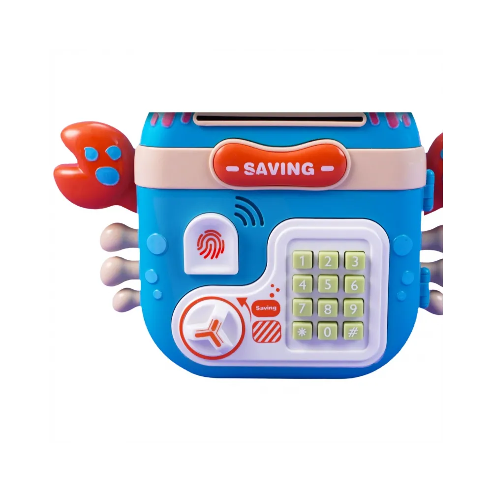 WOOPIE Elektroniczna Skarbonka Sejf Bankomat na Pin Kod Dostępu Krab Plecak Niebieski