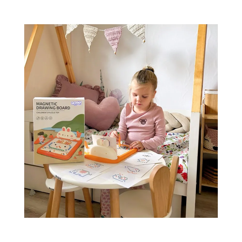 WOOPIE Tablica Magnetyczna Montessori MagPad Do Rysowania Królik Marchewka