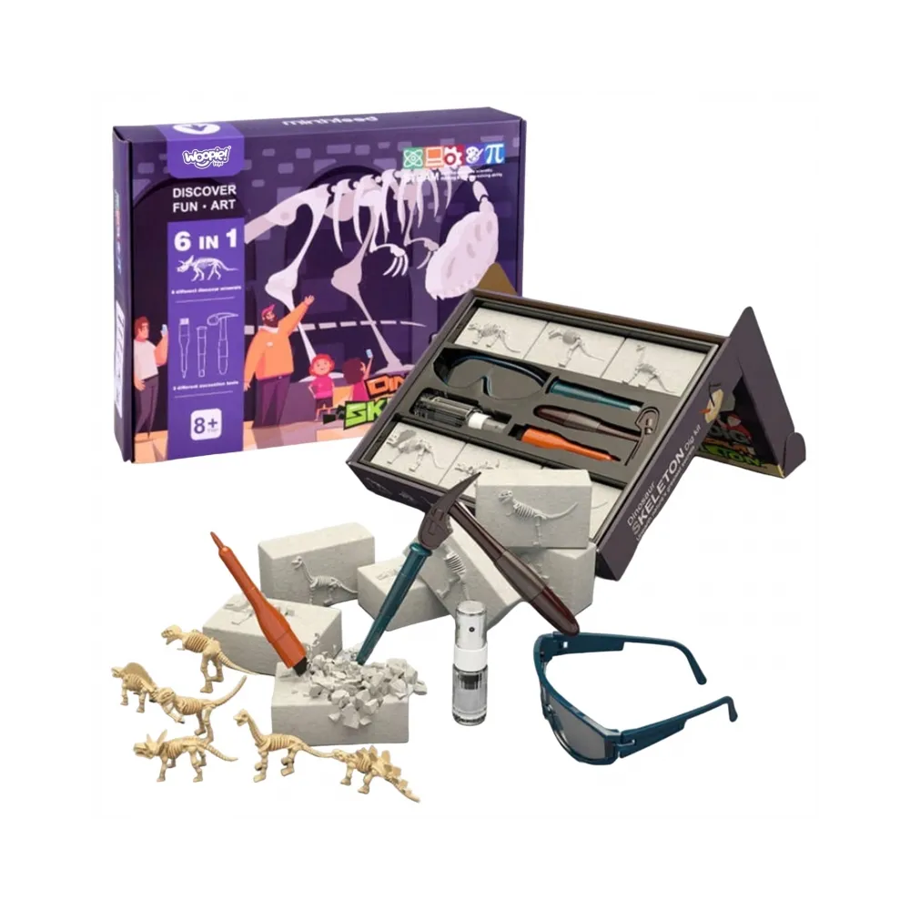 WOOPIE Zestaw Archeologiczny Wykopaliska Szkieletów Dinozaurów 6w1 Mały Archeolog