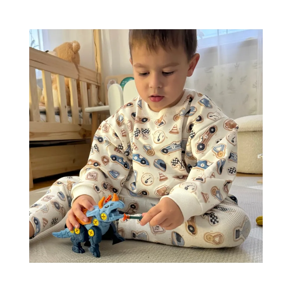 WOOPIE Zestaw Dinozaury do Skręcania 3 szt. Zestaw Konstrukcyjny w Pudełku + Wiertarka i Śrubokręt