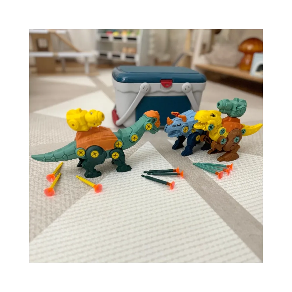 WOOPIE Zestaw Dinozaury do Skręcania 3 szt. Zestaw Konstrukcyjny w Pudełku + Wiertarka i Śrubokręt