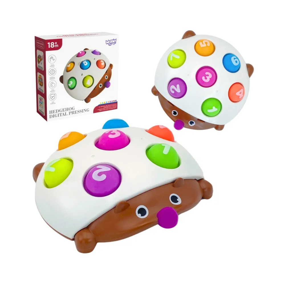 kolorowy jeżyk pop-it z cyferkami dla dzieci