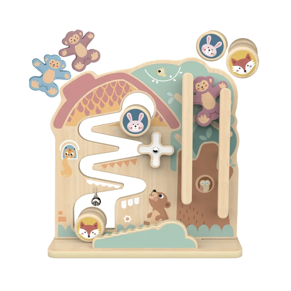 TOOKY TOY Labirynt Tablica Edukacyjna Tor 2w1 Labirynt Drewniany