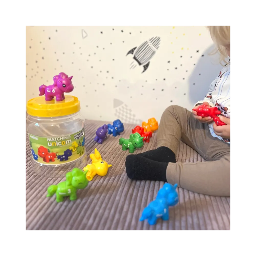 WOOPIE Zestaw Nauka Liczb Kolorów Montessori Figurki Jednorożce do Składania "Dopasuj Cyferki" 13 el.