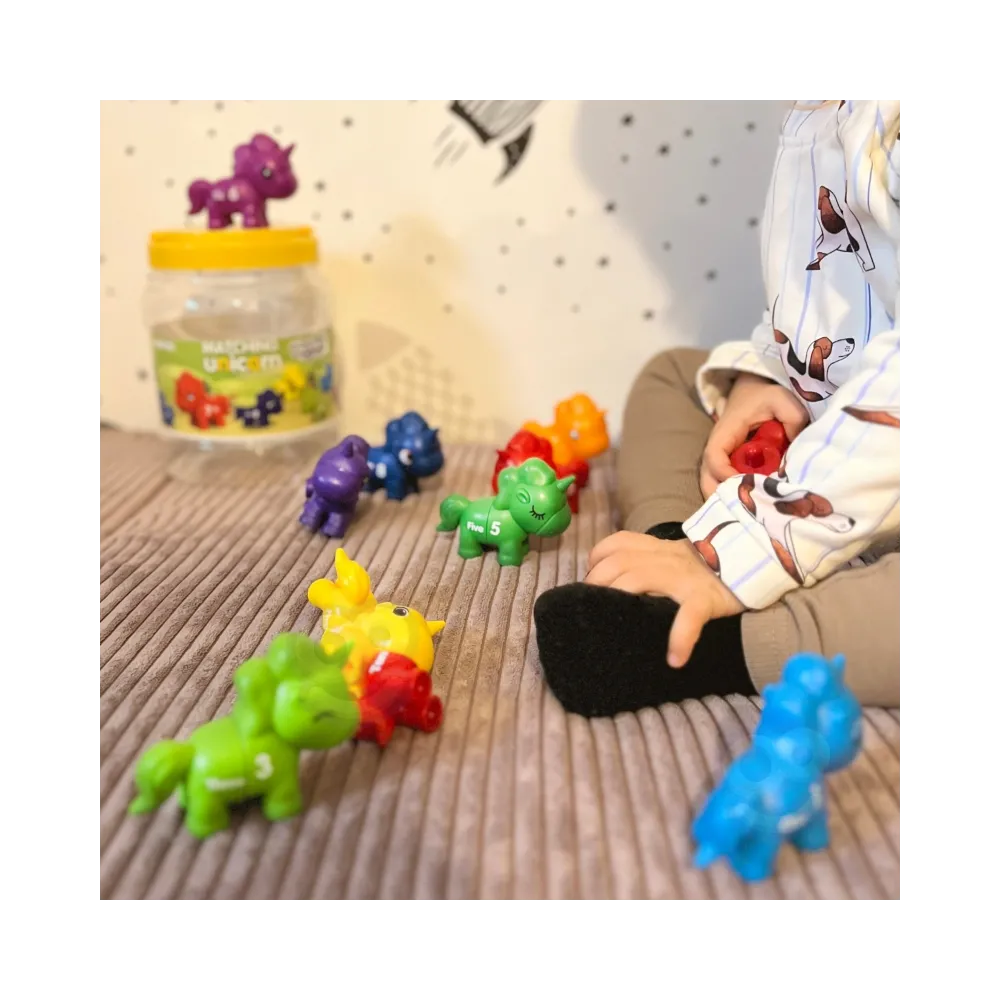 WOOPIE Zestaw Nauka Liczb Kolorów Montessori Figurki Jednorożce do Składania "Dopasuj Cyferki" 13 el.