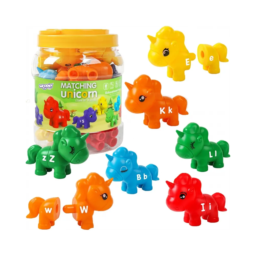 WOOPIE Figurki Montessori Zestaw Edukacyjny Jednorożce do Składania "Dopasuj Literki" 13 el.