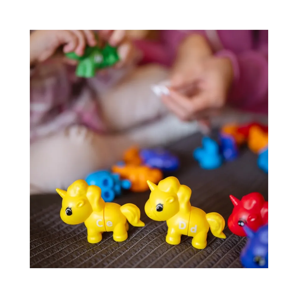 WOOPIE Figurki Montessori Zestaw Edukacyjny Jednorożce do Składania "Dopasuj Literki" 13 el.