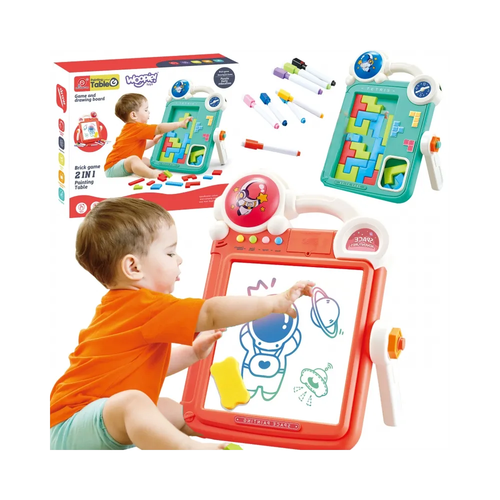 WOOPIE Dwustronna Tablica do Rysowania Gra Tetris 2w1 Pomarańczowa