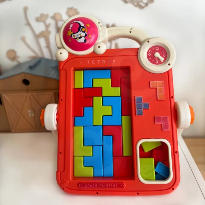 Kolorowa dwustronna tablica dla dzieci rozwijająca kreatywność