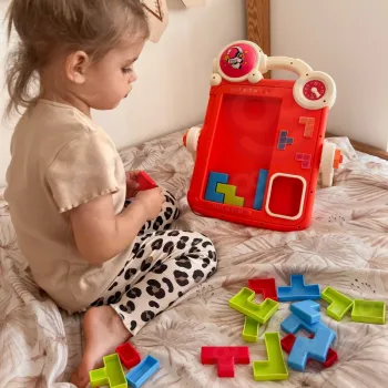 WOOPIE Dwustronna Tablica do Rysowania Gra Tetris 2w1 Pomarańczowa