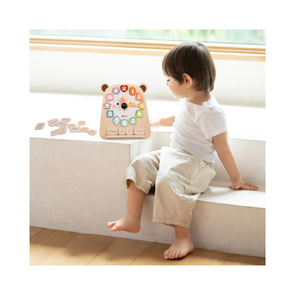 CLASSIC WORLD Zegar Miś Montessori Edukacyjny 3w1 Nauka Czasu Liczenia i Daty