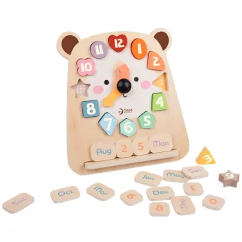CLASSIC WORLD Zegar Miś Montessori Edukacyjny 3w1 Nauka Czasu Liczenia i Daty