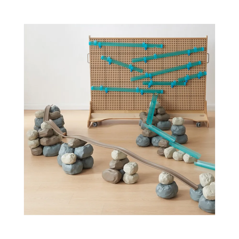 MASTERKIDZ Elastyczny Tor Kulkowy + Gumowe Kamienie Konstrukcyjne 98 el.