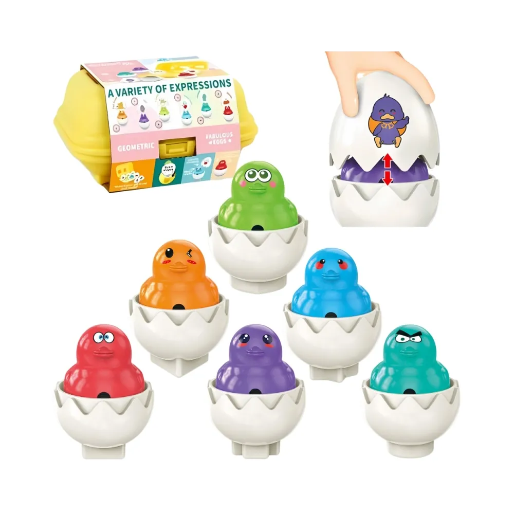 WOOPIE Układanka Sorter Montessori Dopasuj Kształty Zabawne Kurczaczki Jajka 6szt