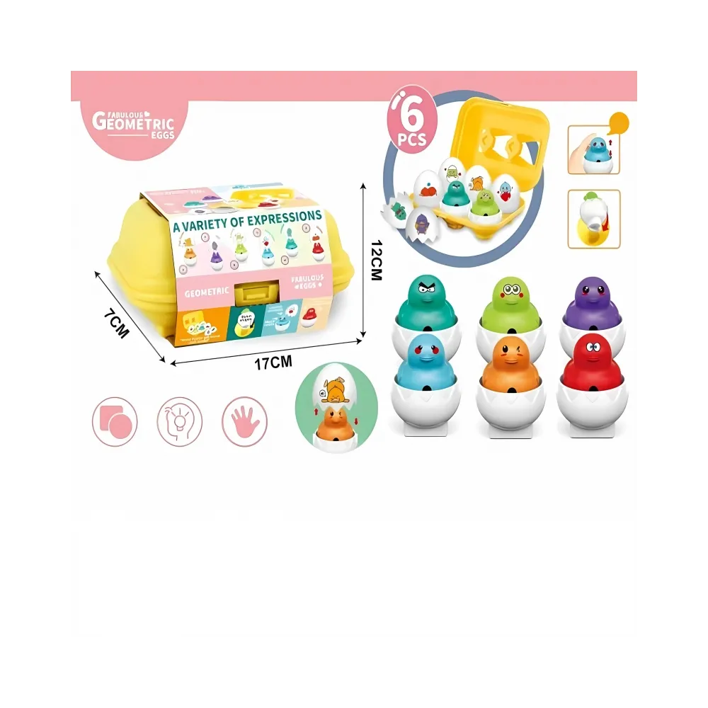 WOOPIE Układanka Sorter Montessori Dopasuj Kształty Zabawne Kurczaczki Jajka 6szt