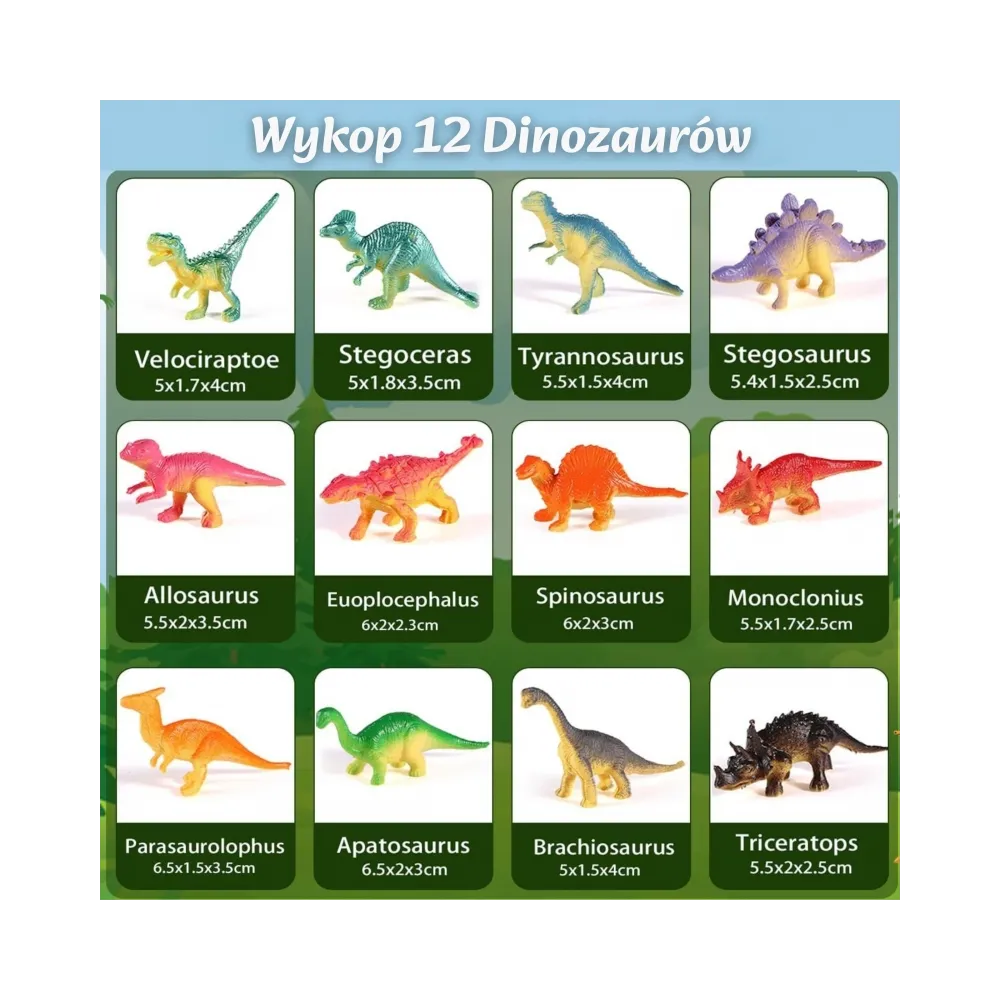 WOOPIE Wykopalisko Jajko Dinozaura Zestaw Archeologa do Rozkopania 12 Dinozaurów