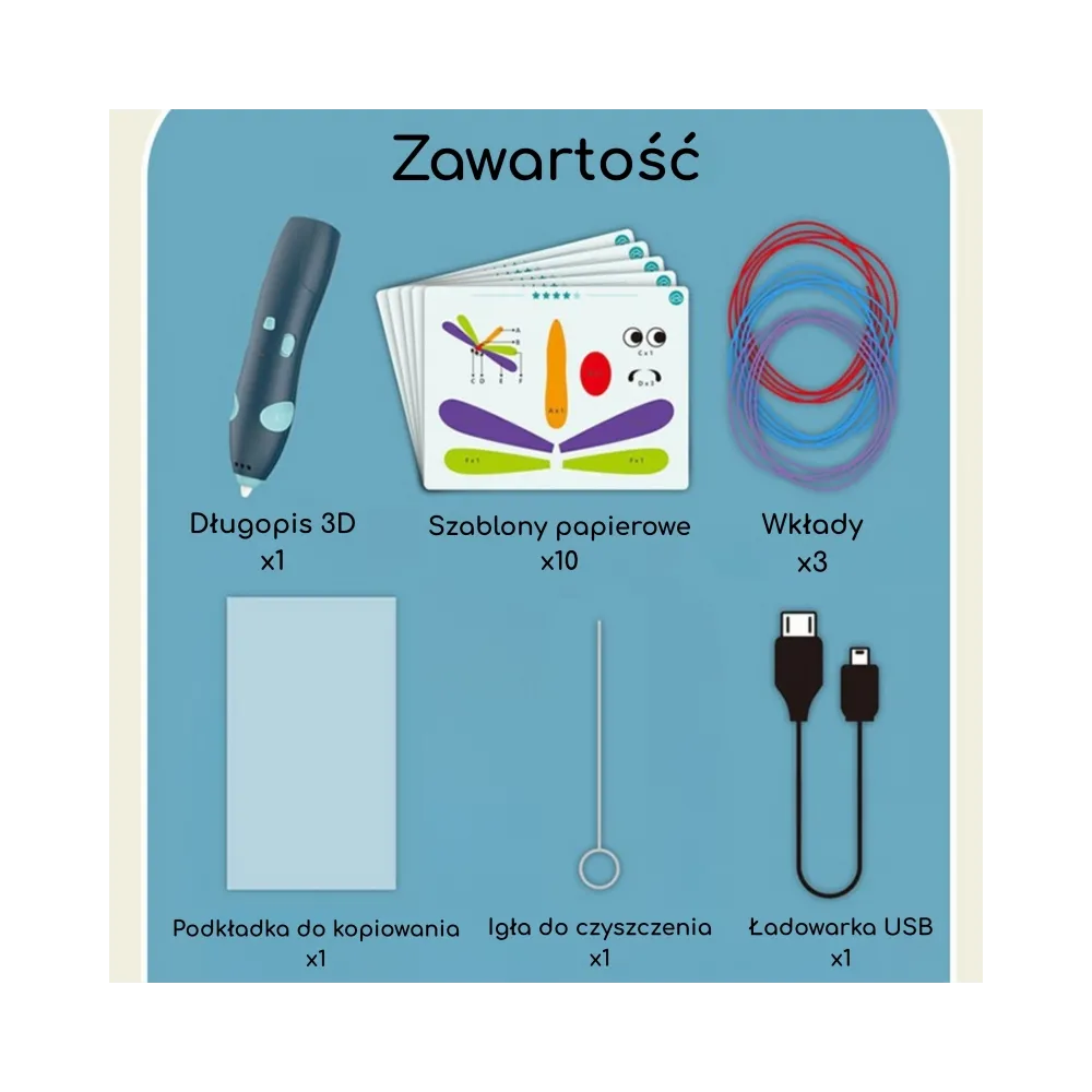 WOOPIE 3D Drukarka-Długopis Pen Bezpieczny Wkłady Usb
