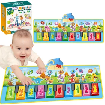 WOOPIE Mata Muzyczna XXL Dinusie 2w1 Pianinko 8 Melodii 110cm