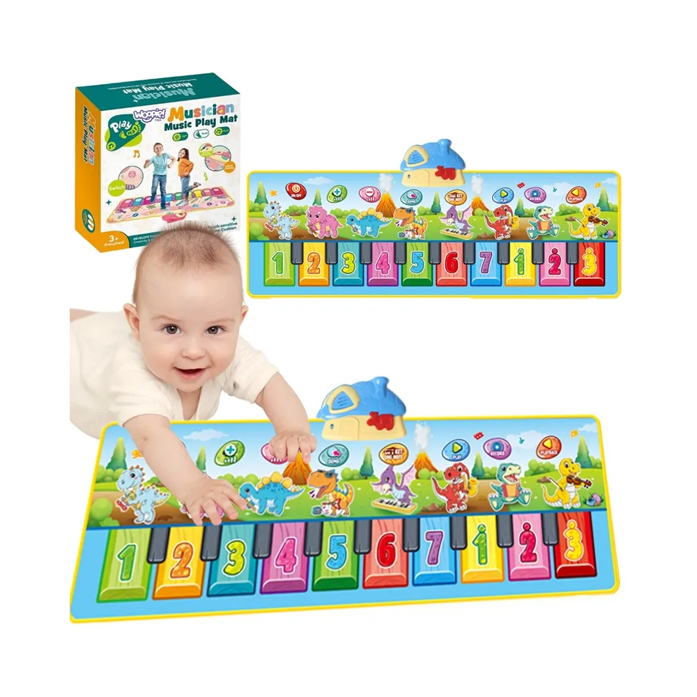 WOOPIE Mata Muzyczna XXL Dinusie 2w1 Pianinko 8 Melodii 110cm