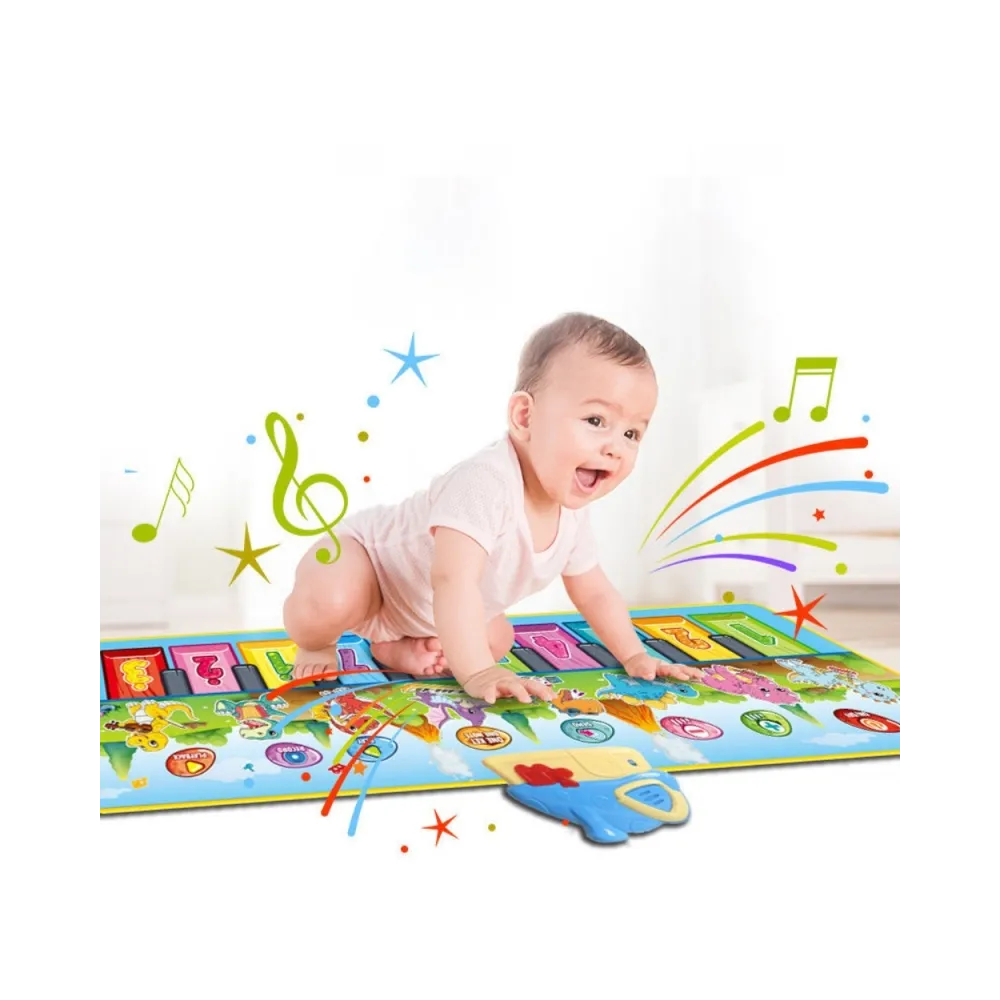 WOOPIE Mata Muzyczna XXL Dinusie 2w1 Pianinko 8 Melodii 110cm