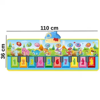 WOOPIE Mata Muzyczna XXL Dinusie 2w1 Pianinko 8 Melodii 110cm