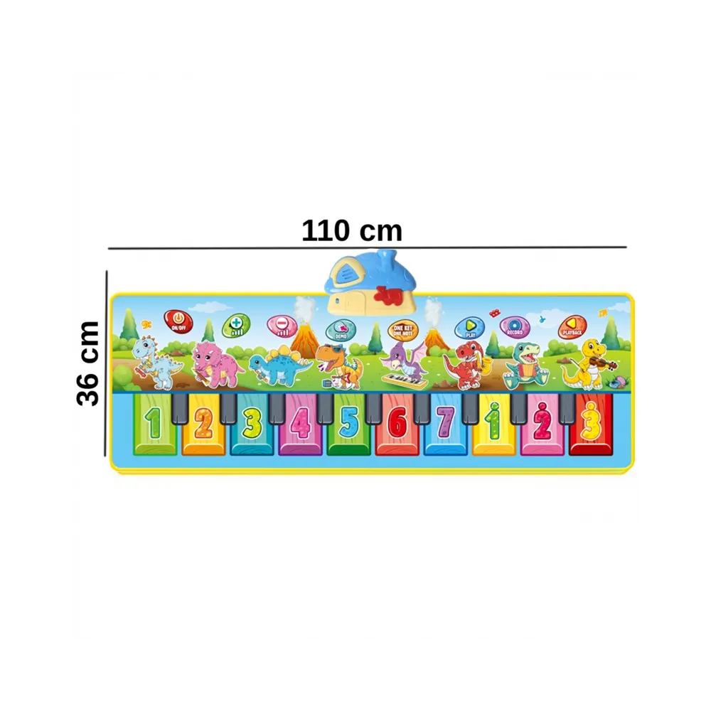 WOOPIE Mata Muzyczna XXL Dinusie 2w1 Pianinko 8 Melodii 110cm