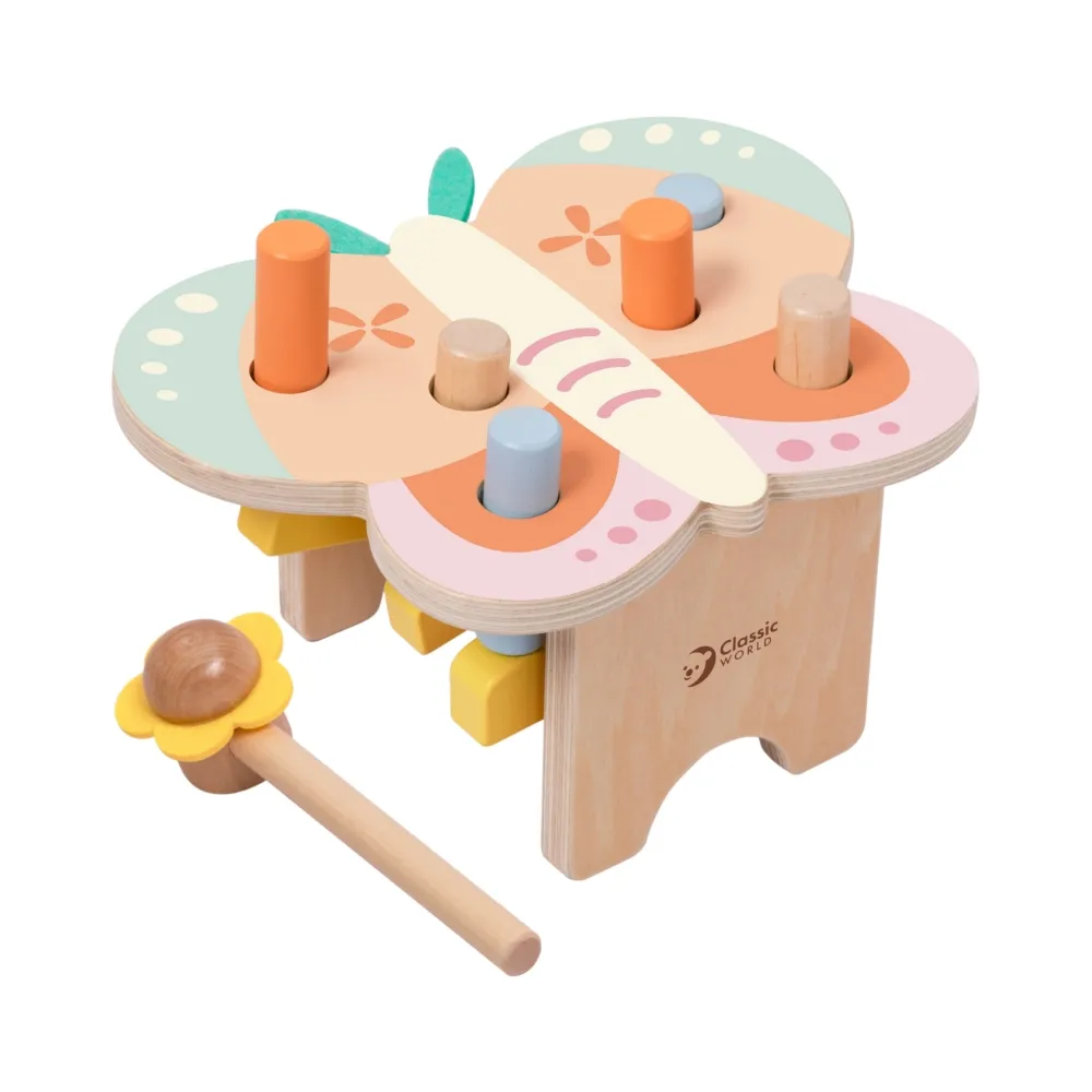 Drewniany wbijak motylek dla dzieci - zabawa i rozwój