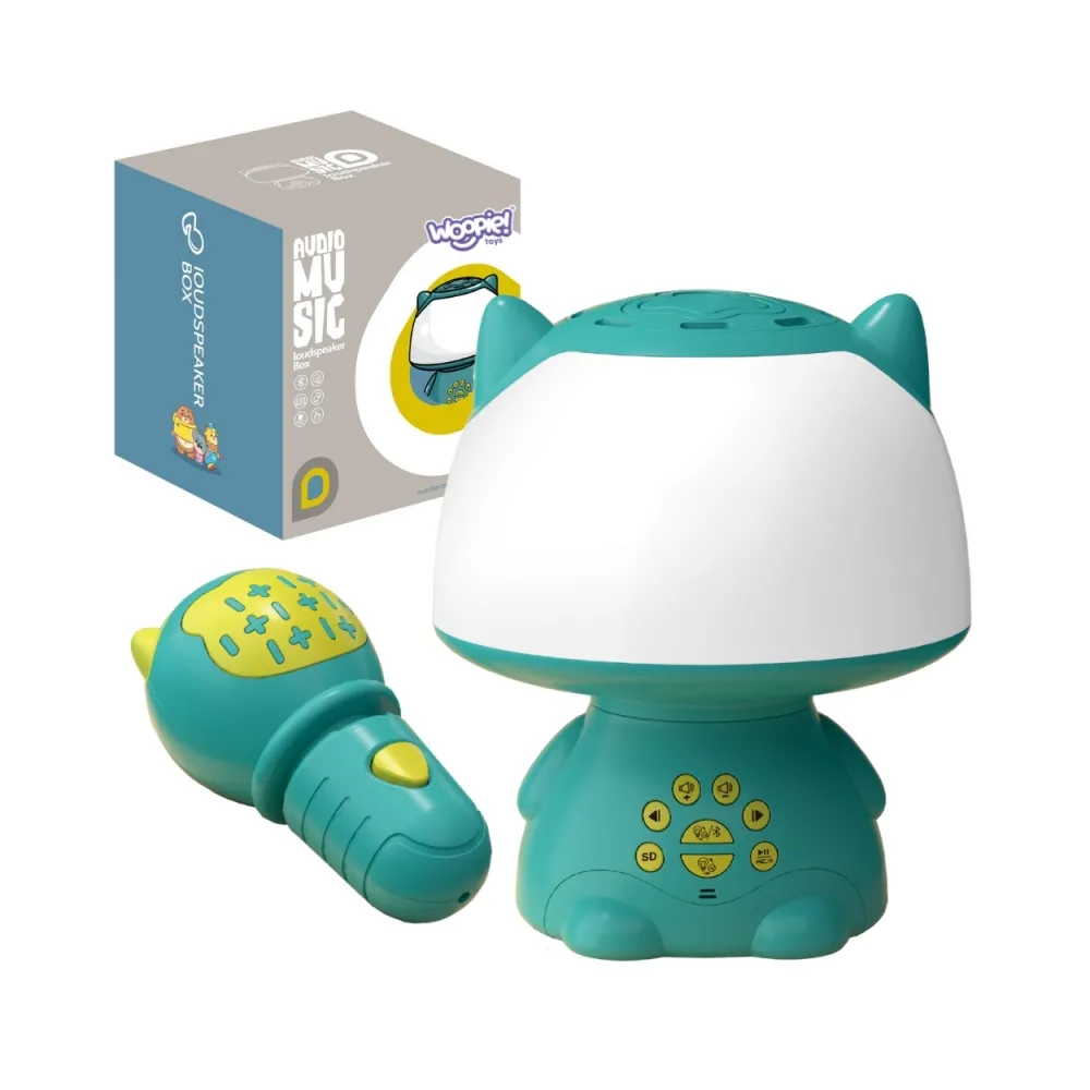 WOOPIE Multifunkcyjna Lampka RGB Głośnik Bluetooth Karaoke Modulator Głosu Karta SD Turkusowa