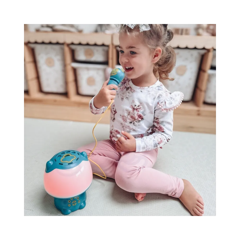 WOOPIE Multifunkcyjna Lampka RGB Głośnik Bluetooth Karaoke Modulator Głosu Karta SD Turkusowa