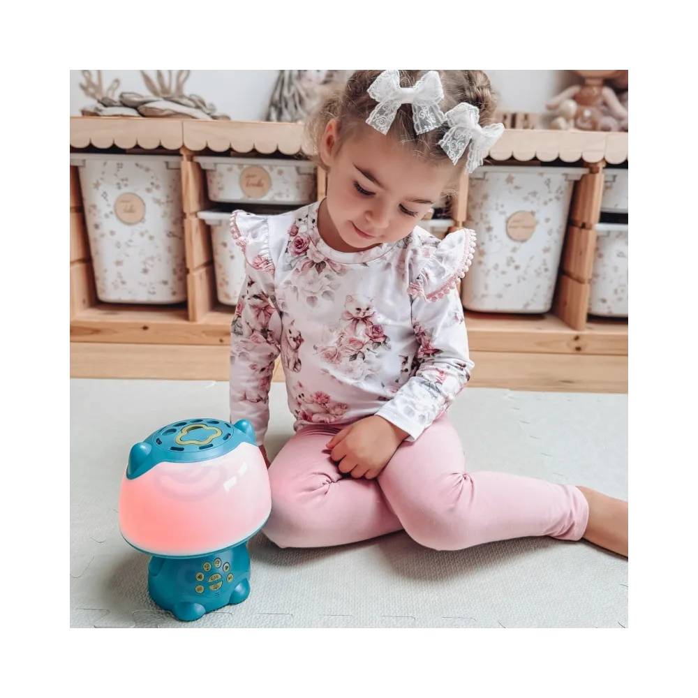 WOOPIE Multifunkcyjna Lampka RGB Głośnik Bluetooth Karaoke Modulator Głosu Karta SD Turkusowa