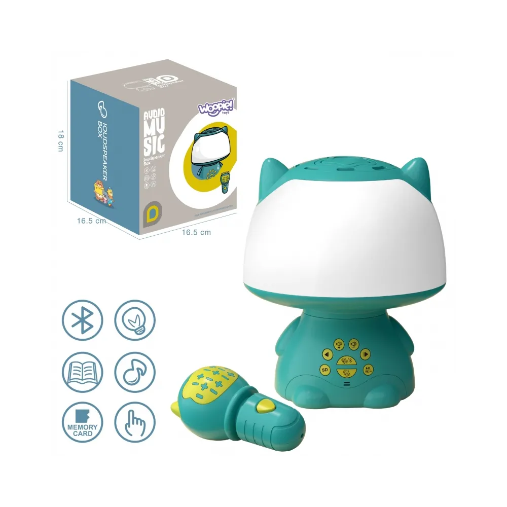 WOOPIE Multifunkcyjna Lampka RGB Głośnik Bluetooth Karaoke Modulator Głosu Karta SD Turkusowa