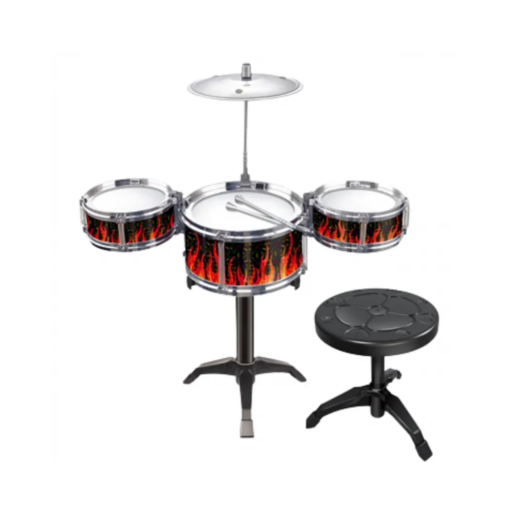 WOOPIE Perkusja Edukacyjna dla Dzieci 3 Bębny 1 Talerz + Taboret