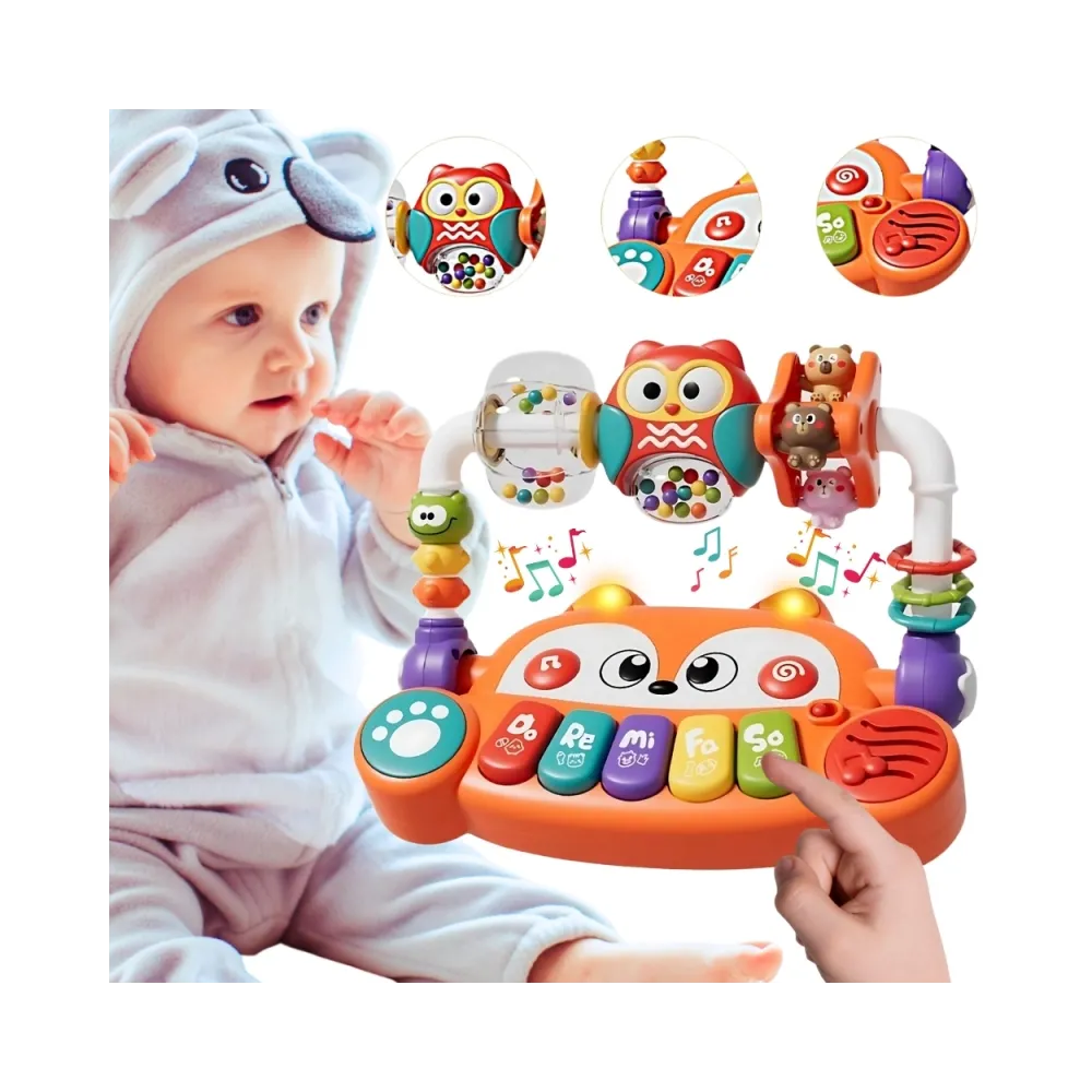 WOOPIE BABY Interaktywne Pianino Edukacyjne Sensoryczne Lisek LED Grzechotki