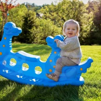 WOOPIE Bujak Wieloosobowy Dino Huśtawka Równoważna Niebieska