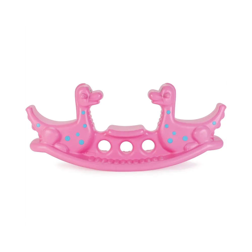 Wieloosobowy bujak dinozaur w różowym kolorze dla dzieci