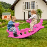 Różowa huśtawka dinozaur dla 2-3 dzieci, idealna do zabawy