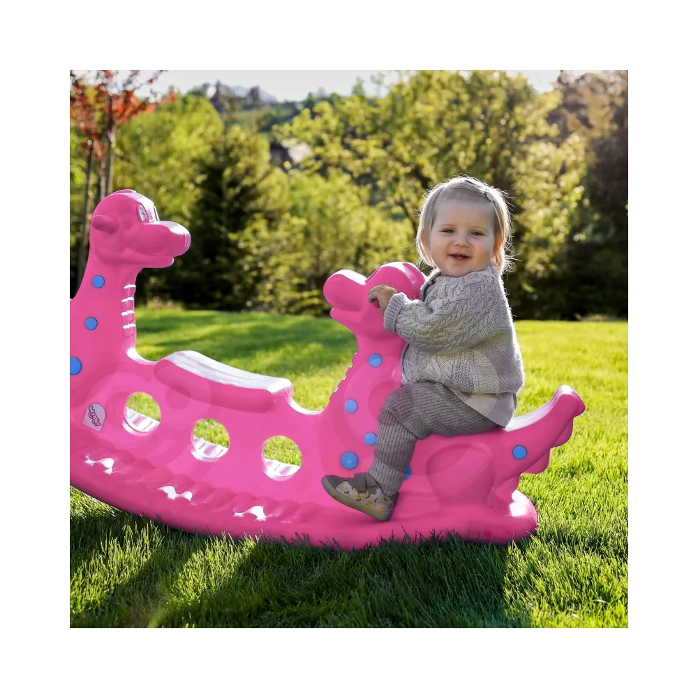 Różowa huśtawka do ogrodu i domu, wspomagająca równowagę dzieci