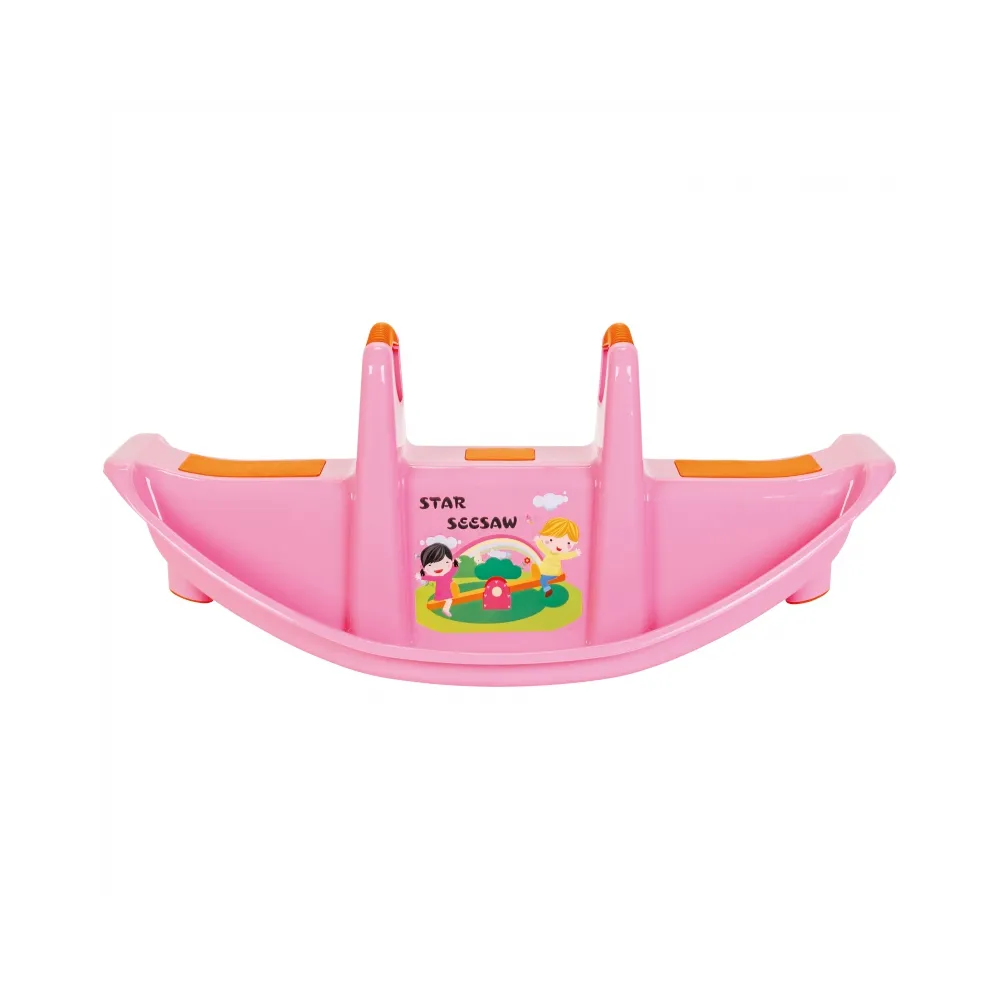 Różowy bujak wieloosobowy dla dzieci do zabawy w ogrodzie