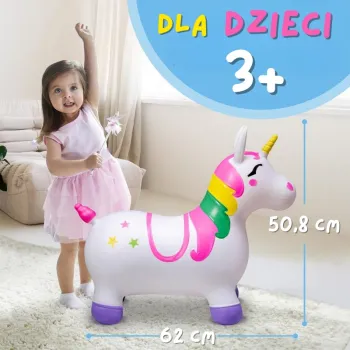 WOOPIE Skoczek Gumowy do Skakania Jednorożec Biały+ Pompka