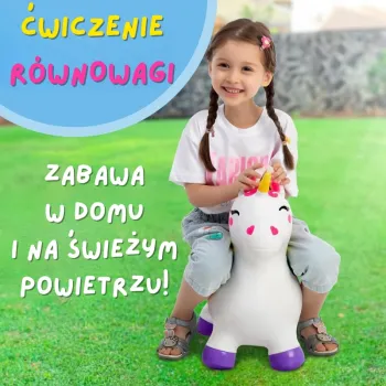 Skoczek gumowy dla malucha – jednorożec z wygodnymi uchwytami
