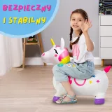 Biały jednorożec gumowy – bezpieczna i kolorowa zabawka na aktywność ruchową
