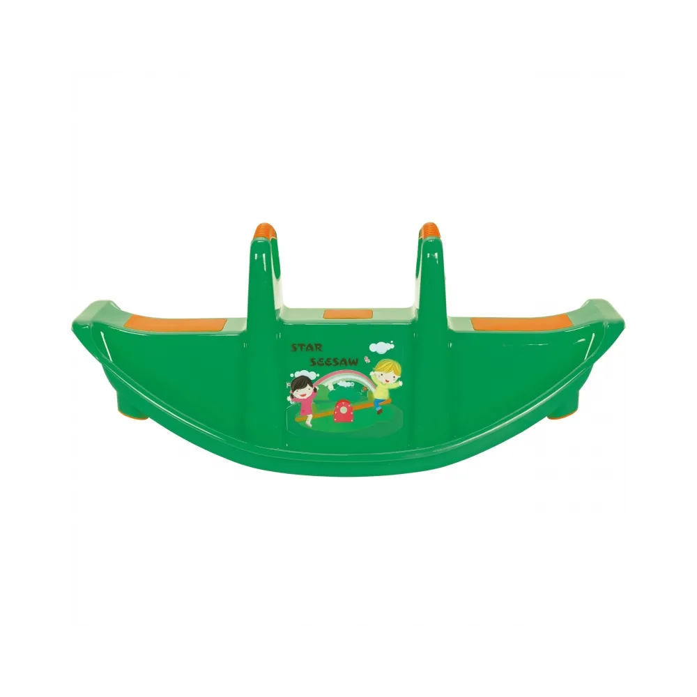 Zielony bujak WOOPIE dla dzieci w trakcie zabawy