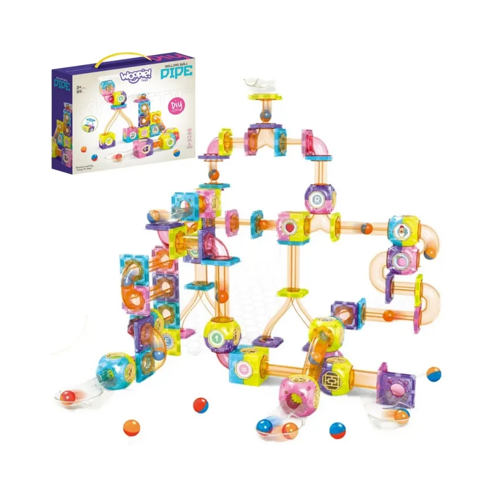 WOOPIE Klocki Magnetyczne Tor Kulkowy Kulodrom 89 el.