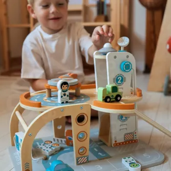 TOOKY TOY Drewniany Kosmiczny Parking Stacja Kosmiczna