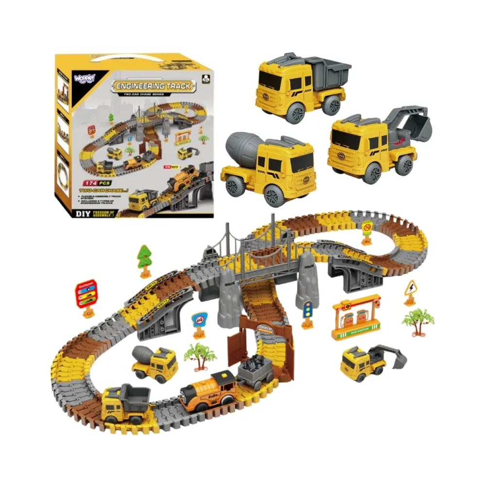 Zestaw tor samochodowy Woopie XXL z placem budowy dla dzieci