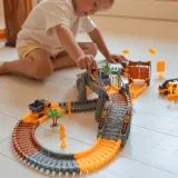 Rozbudowany plac budowy XXL z torami i akcesoriami dla dzieci